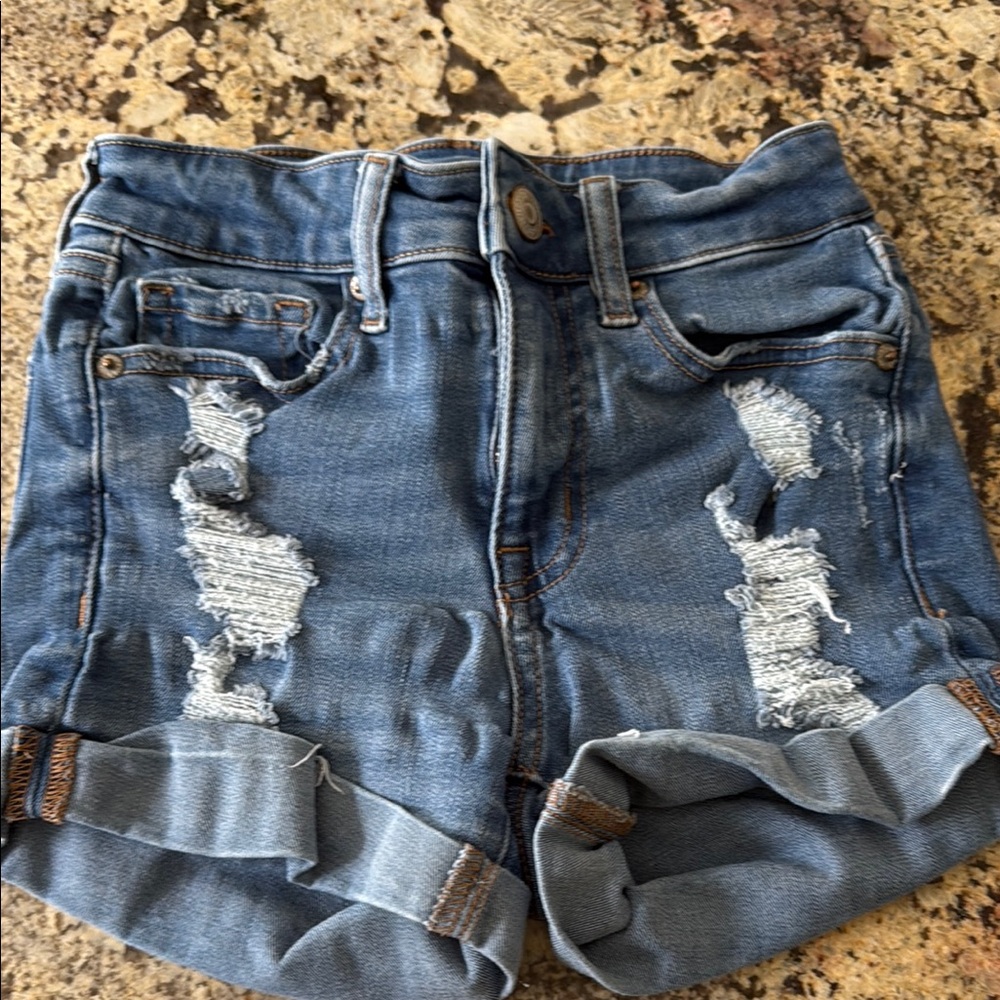 Denim Blue Distressed Women's Shorts